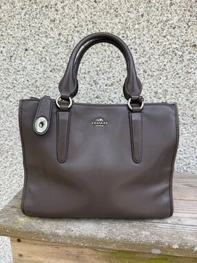 Coach Bag-Grey/Brown with Gray Interior with Silver-Tone Trim